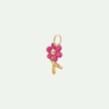 Macro shot of pink enamel flower pendant with golden metal finish and polished texture - Flower Style (JXNK251317U)