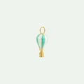 Detail of 18K gold hot air balloon pendant with green and white enamel stripes - Hot Air Balloon Style (JXNK251317U)