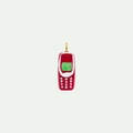 Pendentif vintage en émail rouge plaqué or 18 carats avec touches en strass brillants - Style Téléphone Portable (JXNK251317U)