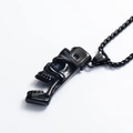 Gothic black skull pendant necklace in matte stainless steel for men with box chain - Black Color Pendant Only (Without Chain)