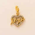 Golden heart pendant with XOXO design and sparkling crystals for DIY necklaces - XOXO Heart Hollow / Gold Rhinestone