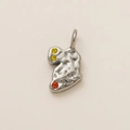 Silberner Lava-Anhänger mit runden gelben und orangen Edelsteinen für DIY-Schmuck - Nr. 13 Hasen Anhänger / Silber/Bunter Stein