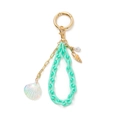 Mint green ocean style DIY keychain with shell charms and gold 18K plating finish - Pink Shell Pendant