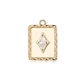 Pendentif rectangulaire plaqué or 18K vintage avec zircon marquise et bordure martelée - Pendentif Zircon Carré