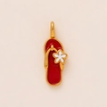 Pendentif tongs plaqué or 18 carats avec émail rouge et détail fleur blanche - Pendentif Tongs Rouges