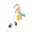 DIY colorful keychain with golden ring, polka dot heart, yellow duck and vibrant beaded charms - Colorful Beaded Heart Pendant