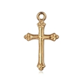 Pendentif croix en acier inoxydable plaqué or 18 carats avec détails en filigrane - Pendentif croix