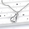 Creative money bag pendant necklace with dollar symbol in polished stainless steel - Money Bag Style / Silver