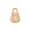 Pendentif cadenas vintage plaqué or 18K avec gravure florale et détail de trou de clé - Pendentif Cadenas