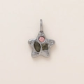 Sternanhänger mit rosa und olivgrünen Kristallen in einem Vintage-Silber-Finish - Stern-Stil (3) / Silber