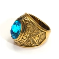 Macro de gema azul y grabado del ojo que todo lo ve en anillo de oro estilo punk - Talla 7 / Estilo de Gema Azul (Estilo Dorado 21)