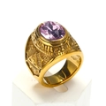 Detalle de anillo masónico con gema púrpura y grabado del Ojo de la Providencia - Talla 7 / Estilo de Gema Púrpura (Estilo Dorado 6)