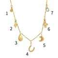 18K vergoldete Halskette mit Hamsa-Hand, Kreuz und blauem Edelsteinanhänger - Lotus Anhänger Nur (Ohne Kette)
