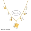Collana in acciaio inossidabile placcato oro 18K con ciondoli a croce e libro e misure - Ciondolo Sole