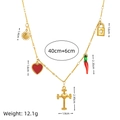Collier en acier inoxydable plaqué or 18 carats avec breloques soleil, cœur et croix - Pendentif Soleil Uniquement (Sans Chaîne)