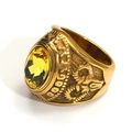 Anillo punk vintage cabeza de cabra con gema amarilla ovalada y relieve dorado - Talla 7 / Estilo Ovalado Amarillo (Estilo Dorado 18) / Dorado