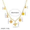 Collier trombones plaqué or 18K avec pendentifs d'abeille, papillon et smiley jaune - Pendentif Papillon
