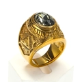 Anillo masónico de acero dorado con gema gris y el Ojo de la Providencia - Talla 7 / Estilo de Gema Gris (Estilo Dorado 10) / Dorado