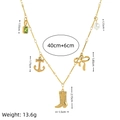 Collana in acciaio inossidabile placcata oro 18K con ciondoli ancora, fiocco, perla e pietra - Ciondolo in Strass di Agosto (Solo Ciondolo)