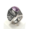 Anillo punk vintage con gema púrpura y ojo de la providencia en plata antigua - Talla 7 / Estilo Rosa Púrpura (Estilo Acero 5) / Color acero