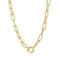Golden titanium steel paperclip chain necklace with a stylish sailor clasp pendant - Paperclip Chain (Without Pendant) / 45+5cm/15*5mm / Gold