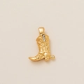 Macro view of cowboy boot pendant with golden scroll engraving and zircon stones - Boot Style D