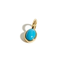 Detail of 18K gold plated oval turquoise pendant with polished stainless steel bezel - December Birthstone Pendant-Turquoise