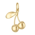 Polished 18K gold plated cherry pendant charm with smooth fruit and leaf details - Cherry Shape (Pendant Only)