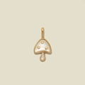 Golden mushroom pendant with white enamel inlay and polka dots for DIY necklaces - Mushroom Pendant