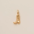 Polished gold-plated cowboy boot pendant with textured ripple patterns and large bail - Boot Style E