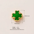 Charming 8mm green enamel four leaf clover pendant crafted in premium copper and gold finish - Shamrock