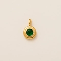 Titanium steel pendant with gold finish featuring a round emerald green birthstone zircon - May
