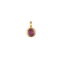 Detailed macro view of a bezel-set round red gemstone pendant with 18K gold finish - July Birthstone Pendant Only (Without Chain)