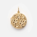 Vintage στρογγυλό μενταγιόν locket με ανάγλυφο floral σχέδιο σε χρυσό φινίρισμα - Μενταγιόν Λουλούδι