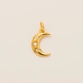 Golden moon charm pendant featuring star-set sparkling zircons for DIY necklaces - Moon