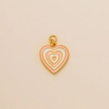 Herzanhänger in Pink und Weiß mit goldenem Ring für DIY-Halsketten Design - Rosa Konzentrisch Gestreifter Herz Anhänger (9)