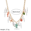 Gold-plated ocean theme necklace with starfish, seahorse, coral and pearl charms - Style 1 Marine Theme Necklace Set (Includes Chain and Pendants)