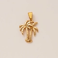 Detailed view of a 18K gold plated coconut tree pendant with fine texture and glossy finish - Pendant Only / Coconut Tree