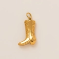 Detail shot of a polished 18K gold-plated stainless steel cowboy boot shaped pendant - Boot 4