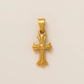Macro shot of 18K gold plated stainless steel cross pendant with polished finish - Cross Style 1