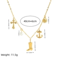 Gold charm necklace with cross pearl western boot anchor and sun pendants - Pendant Only (Without Chain)