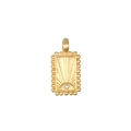 Vintage rectangle sunburst pendant necklace with central zircon in gold plated brass finish - Rectangle Sunrise Pendant