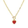 Collar de cadena de clip dorado con un vibrante colgante de corazón rojo para mujer - Estilo C Corazón Colgante Solo (Sin Cadena)