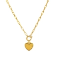 Elegante collar con colgante de corazón dorado y bordes de cuentas en cadena de eslabones - Estilo D Corazón Colgante Solo (Sin Cadena)
