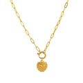 Collar de cadena tipo clip dorado con colgante de medallón de corazón vintage mate - Estilo E Corazón Colgante Solo (Sin Cadena)