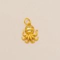 Golden octopus pendant necklace with sparkling zircon inlay and 18K gold plating - Octopus