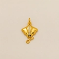 Elegant gold stingray pendant necklace featuring a row of sparkling white zircons - Gold Manta Ray