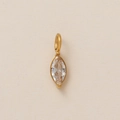 Marquise cut clear crystal pendant in gold vacuum plating with a round hanging ring - April Birthstone Pendant