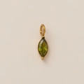 Golden stainless steel necklace with a marquise cut olive green gemstone pendant - August Birthstone Pendant