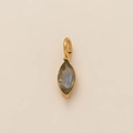 Golden marquise-cut pendant featuring a light blue gemstone and stainless steel finish - September Birthstone Pendant